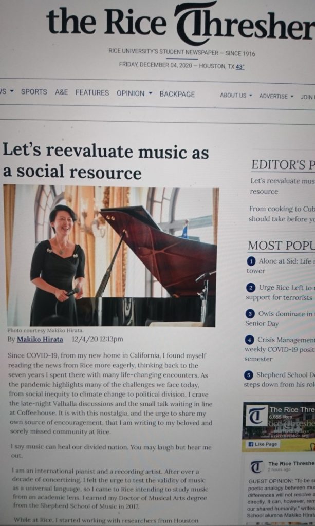 Let S Reevaluate Music As A Social Resource Dr Pianist Makiko Hirata Dma